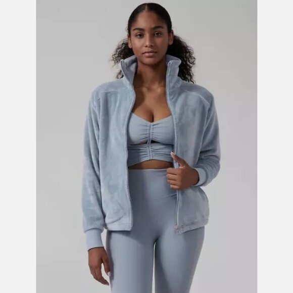 Athleta Tops - Athleta Recover Cozy Karma Full Zip in Ice Blue Sweatshirt Medium